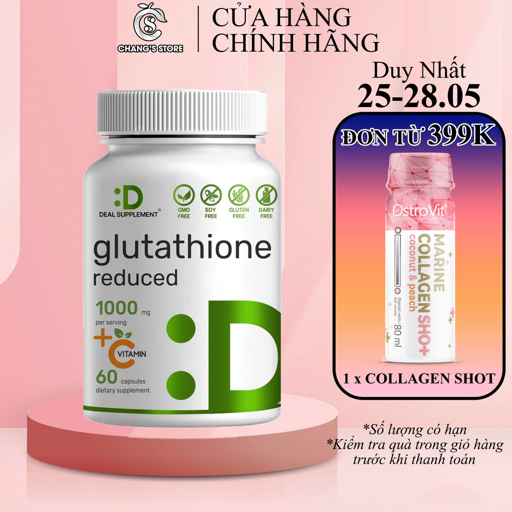 Viên Uống Trắng Da, Giải Độc Gan GLUTATHIONE 1000mg + Vitamin C 500mg