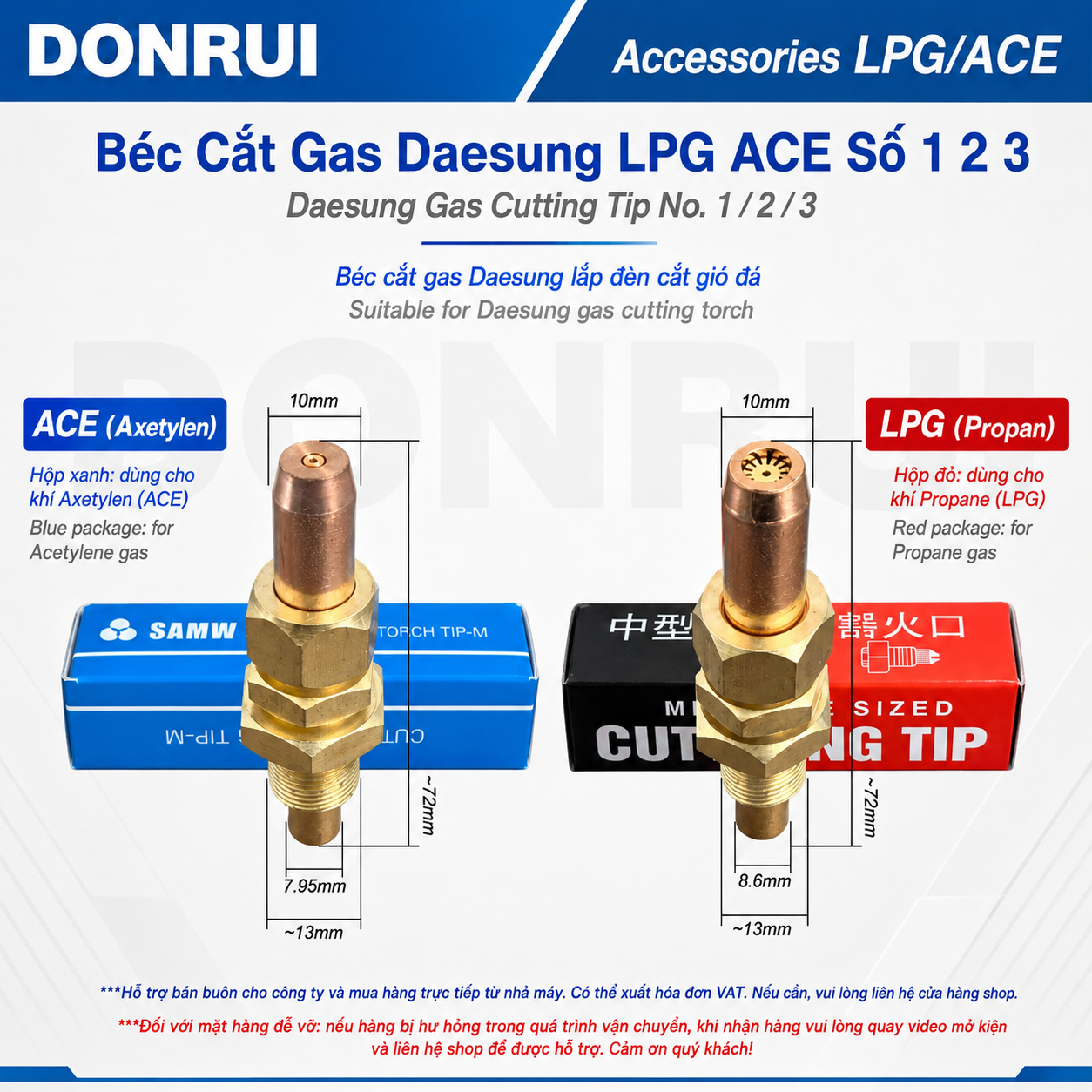 Béc Cắt dung khi Daesung LPG ACE Số 1/2/3 Béc cắt Daesung lắp đèn cắt khi
