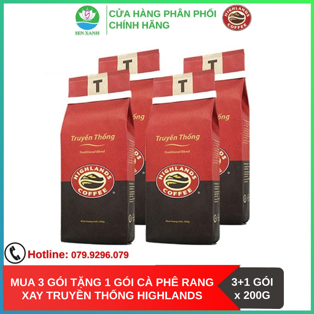 Mua 3 gói tặng 1 gói cà phê Rang xay Truyền thống Highlands Coffee 200g
