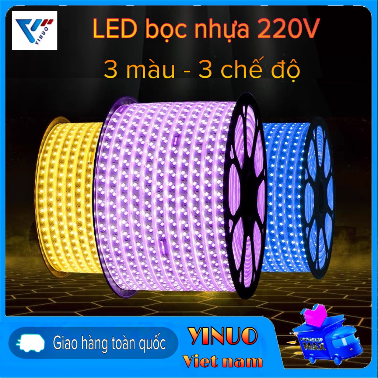 Đèn led 3 chế độ 3 màu in 1 Đèn led hắt trần 3 chế độ bọc silicon chống nước chống ẩm