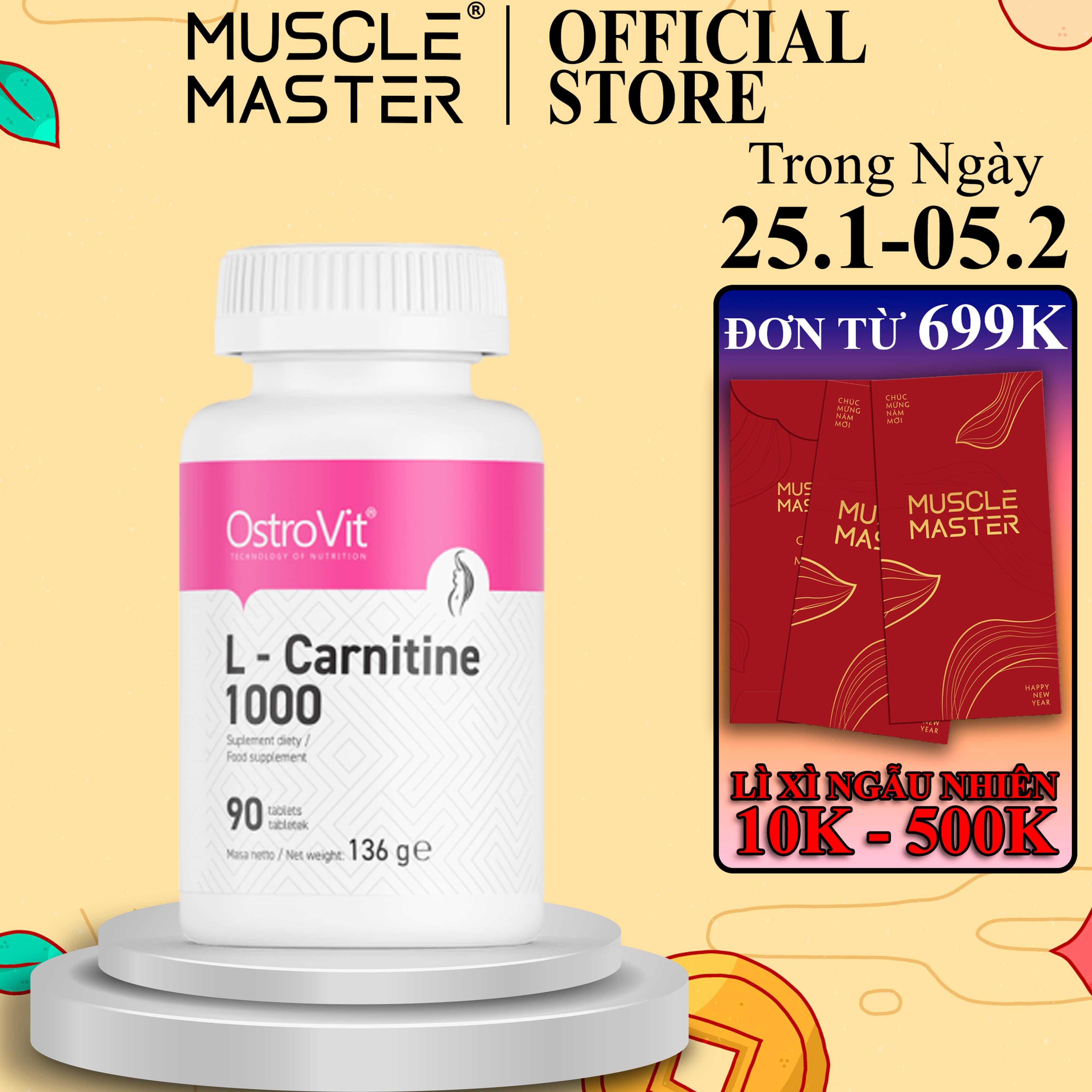 [HCM]Thực Phẩm Bổ Sung Giảm Mỡ Ostrovit L Carnitine 1000mg 90 Viên