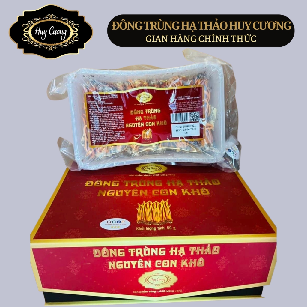 Nấm Đông trùng hạ thảo nguyên con khô, sấy thăng hoa Huy Cương thượng hạng
