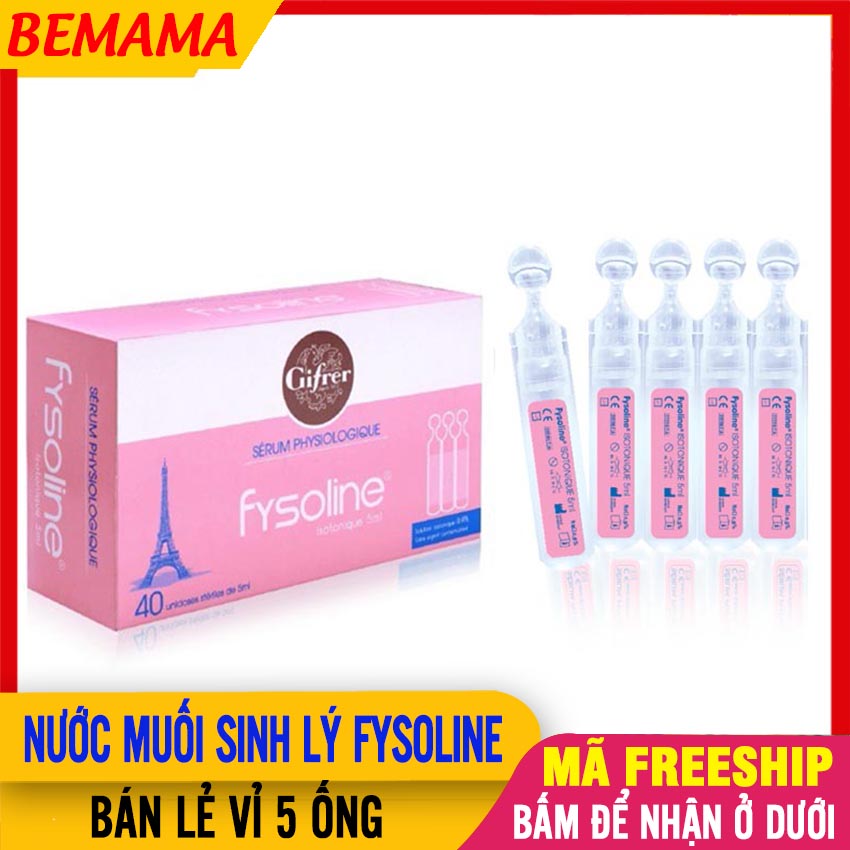 5 ống nước muối cho bé fysoline màu hồng 0.9% vệ sinh hàng ngày cho bé, ống 5ml - nước muối nhỏ mũi nước vệ sinh mũi sơ sinh, nước muối sinh lý rửa mũi fysoline, nước muối sinh lí - nuoc muoi fysoline - 3401042933641