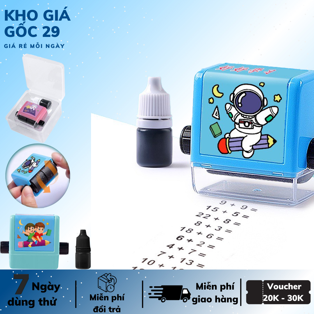 Máy in con lăn tạo phép tính cộng trừ,máy tạo phép tính , máy in phép cộng, trừ ra bài tập cho bé tặng kèm lọ mực