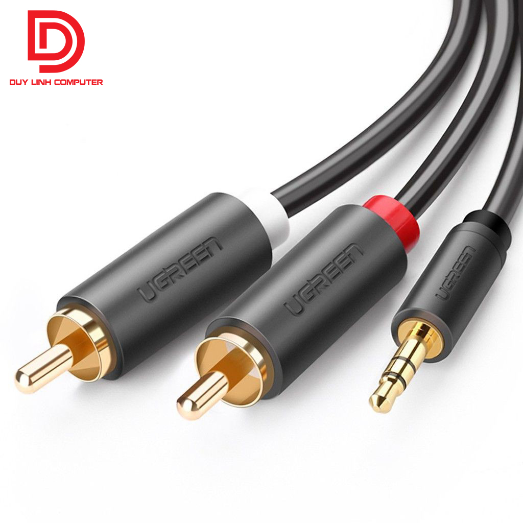 Cáp chuyển 3.5mm 1,5m sang 2 đầu hoa sen rca chính hãng ugreen 10511