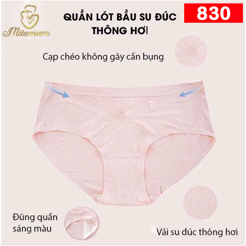 Quần lót bầu và sau sinh su đúc cạp chéo thông hơi đồ lót chip bà bầu không đường may bigsize 830