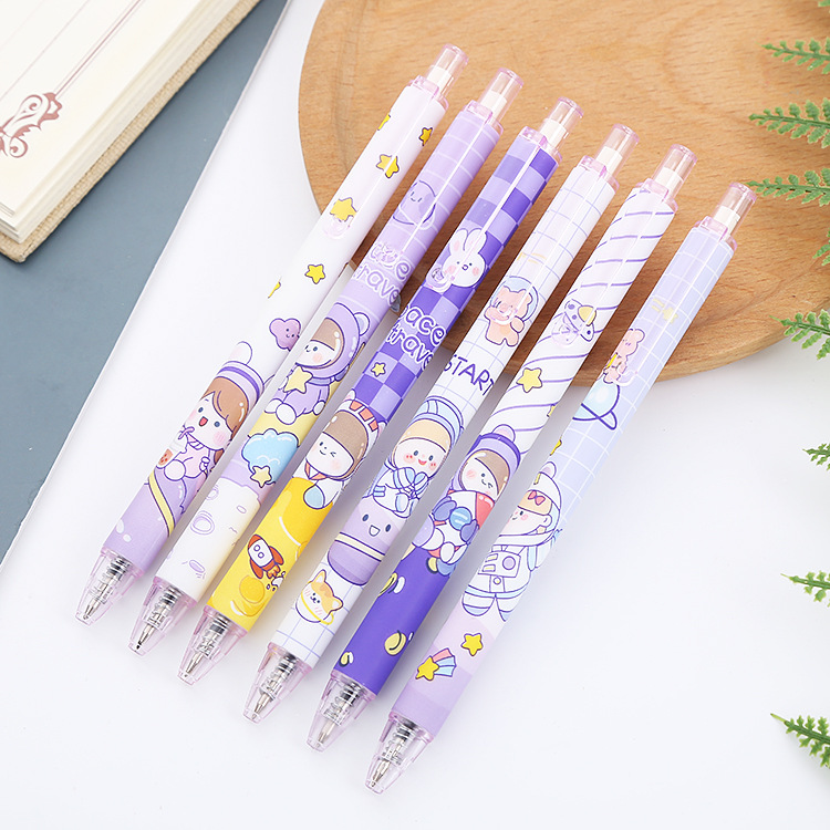 Bút gel bấm mực đen Màu tím phi hành gia Dễ thương DecorMe ngòi 0.5mm xinh xắn phụ kiện văn phòng phẩm BDC
