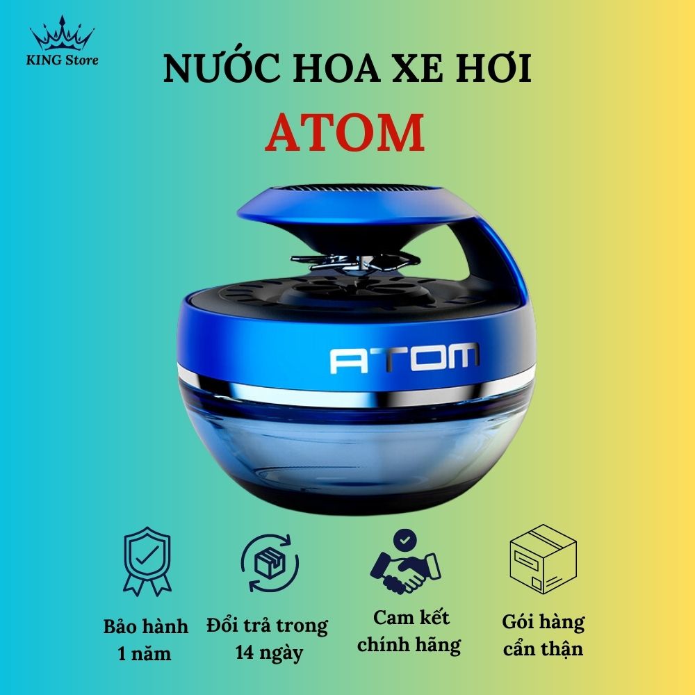 Nước hoa xe hơi ATOM chạy bằng năng lượng mặt trời khử mùi lọc không khí chống say xe dùng trên ô tô xe hơian toàn cho sức khoẻ