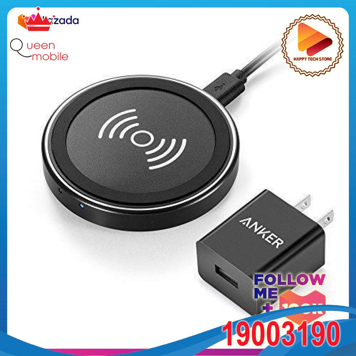 Sạc Không Dây Anker Powerport Qi, 5w kèm Sạc 12w - đế sạc không dây Anker dành cho iPhone 8/8 Plus, iPhone X, Galaxy Note 5, S9 / S8 / S7 / S7 Edge / S6 / S6 Edge / S6 Edge Plus, Nexus 4/5/6/7, LG G3 - B2511