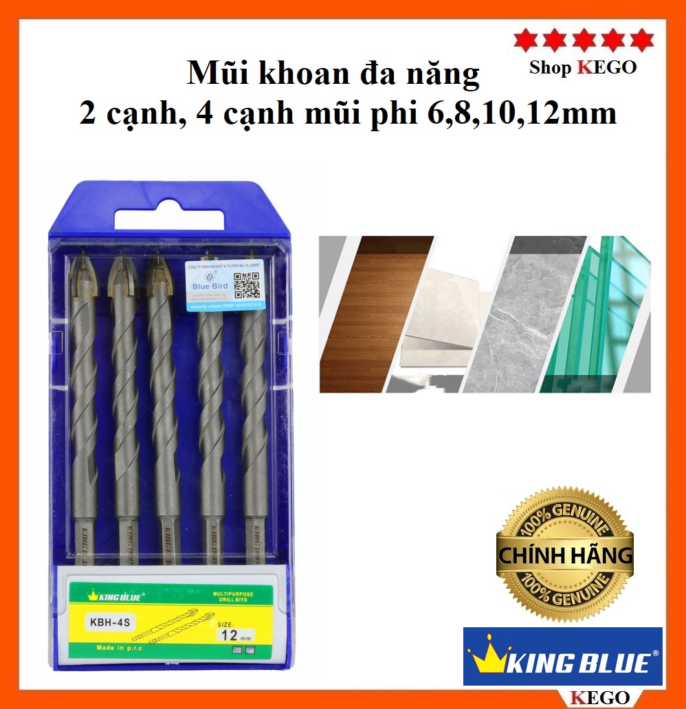 Mũi khoan gạch, tường, bê tông đa năng 2 cạnh, 4 cạnh mũi phi 6,8,10,12mm