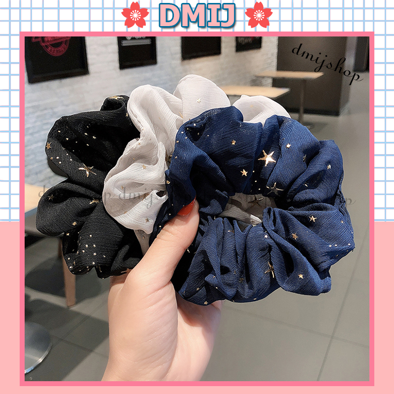 Cột Tóc Vải Scrunchies Đính Sao Cao Cấp, Dây Buộc Tóc Scrunchies Nhiều Màu