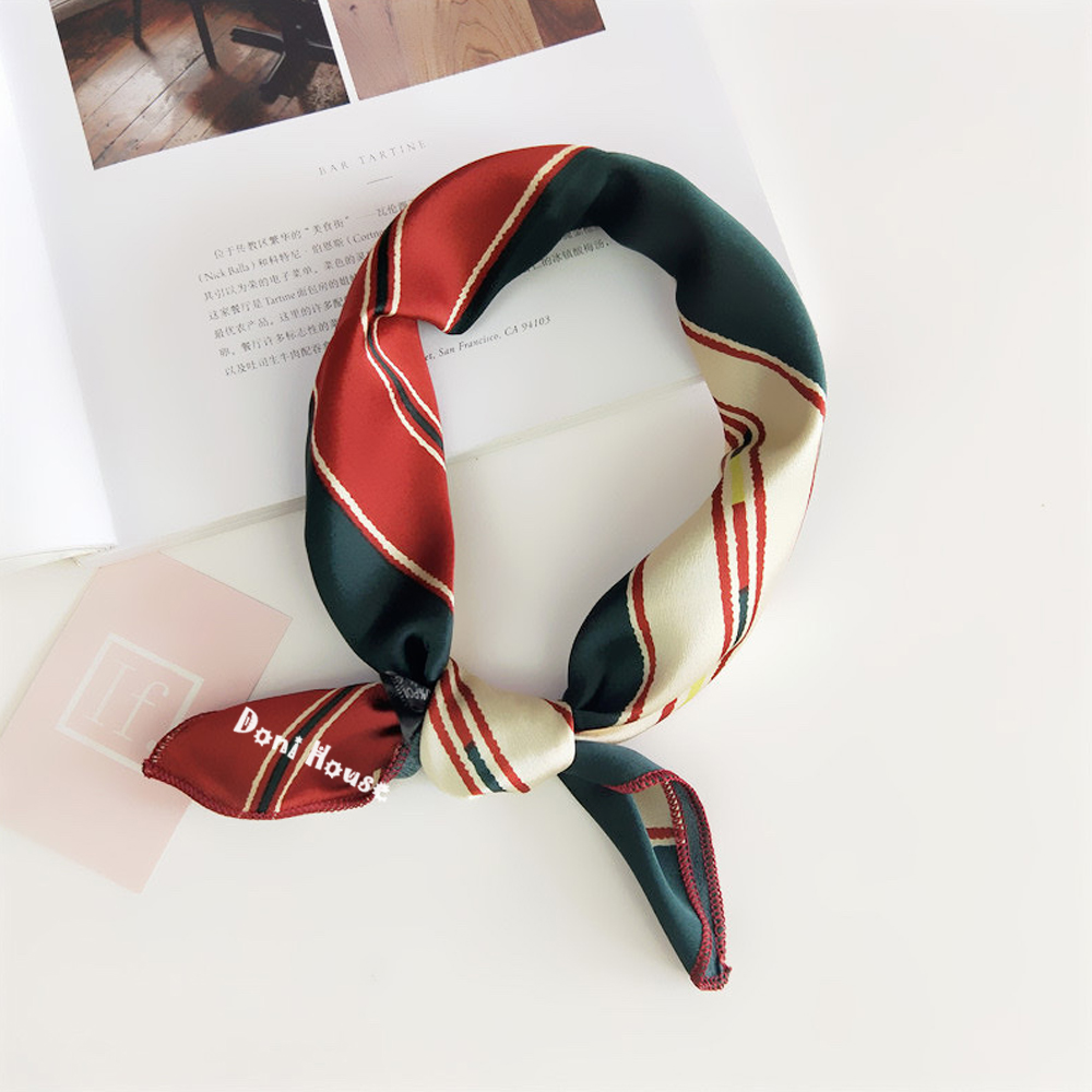 [50Cmx50Cm] Square Silk Scarf Turban Bandana 50X50 Neck Scarf Hair Tie Bow Wrap Handbag - Doni House - 5