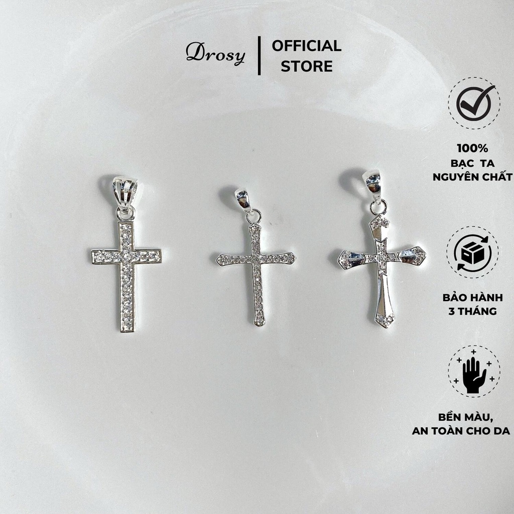 Mặt dây chuyền thánh giá đính đá - Dây chuyền bạc nữ thánh giá chữ thập sang chảnh D'rosy Jewelry