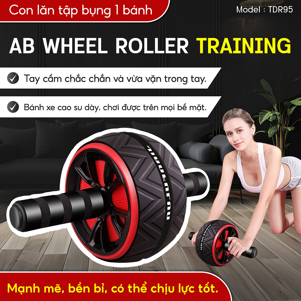  BG - CON LĂN TẬP CƠ BỤNG 1 BÁNH AB WHEEL TDR -95 máy tập cơ bụng con lăn tạ tập gym tại nhà 