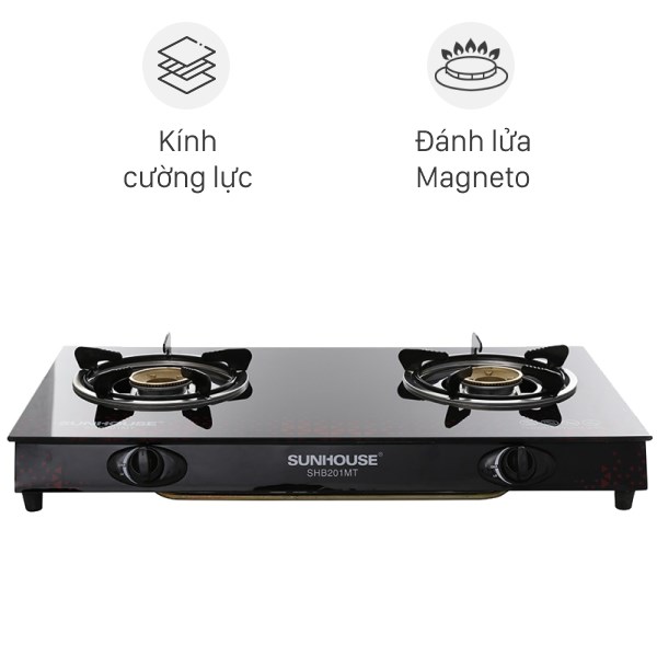 Bếp ga đôi sunhouse shb 201mt chính hãng 100% trưng bày mới 99% đầu đốt bằng đồng thau tiết kiệm 20% gas-bảo hành 12 tháng
