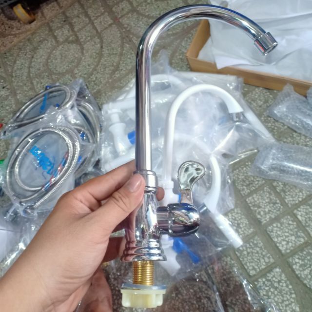 Vòi rửa chén lạnh.vòi chậu rửa bát inox 201, răng 21mm