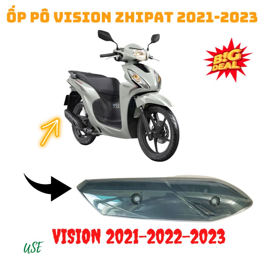 Ốp pô vision Zhipat ( bá che pô) cho xe vision 2021, vision 2022, vision 2023