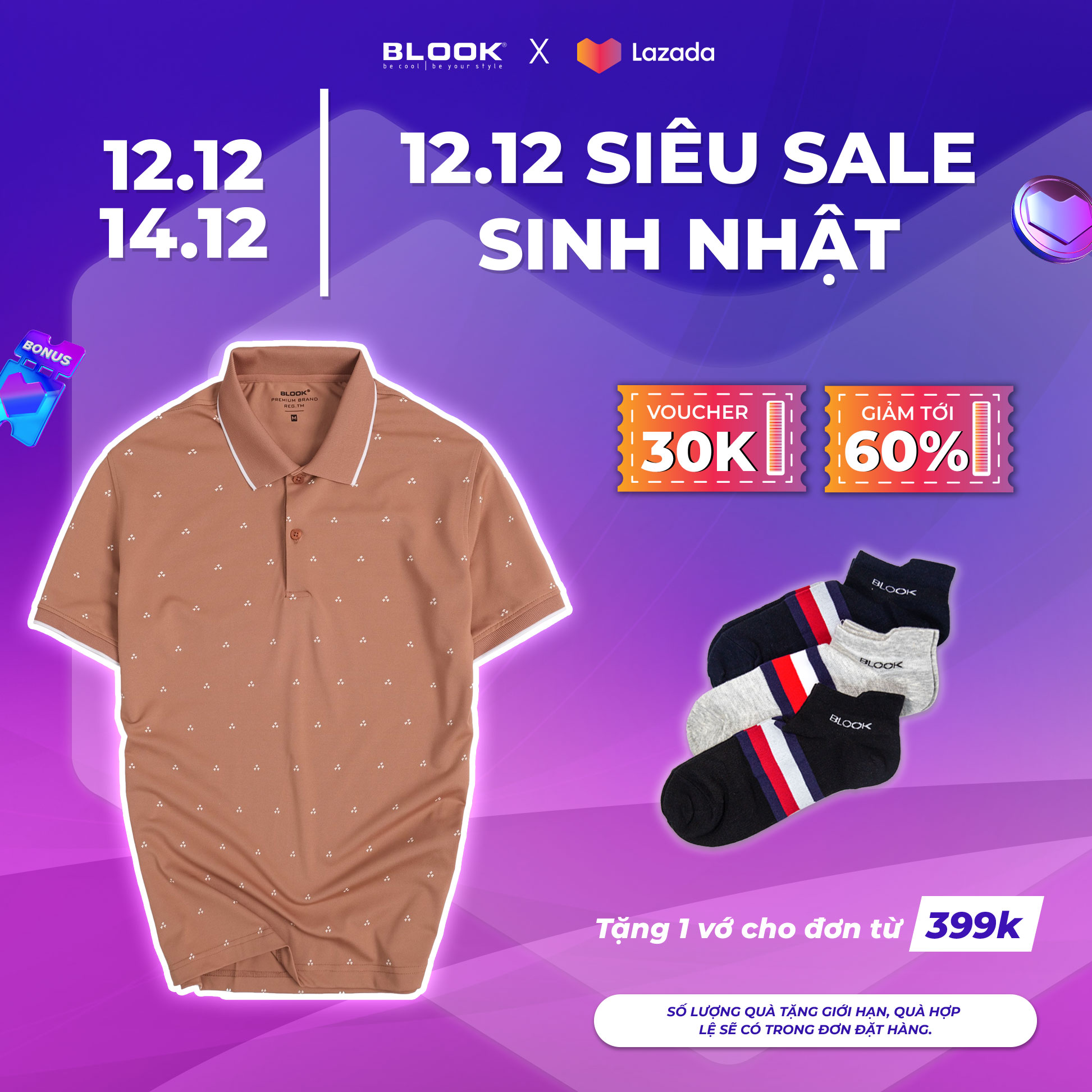Áo thun polo nam họa tiết blook - mã 35704