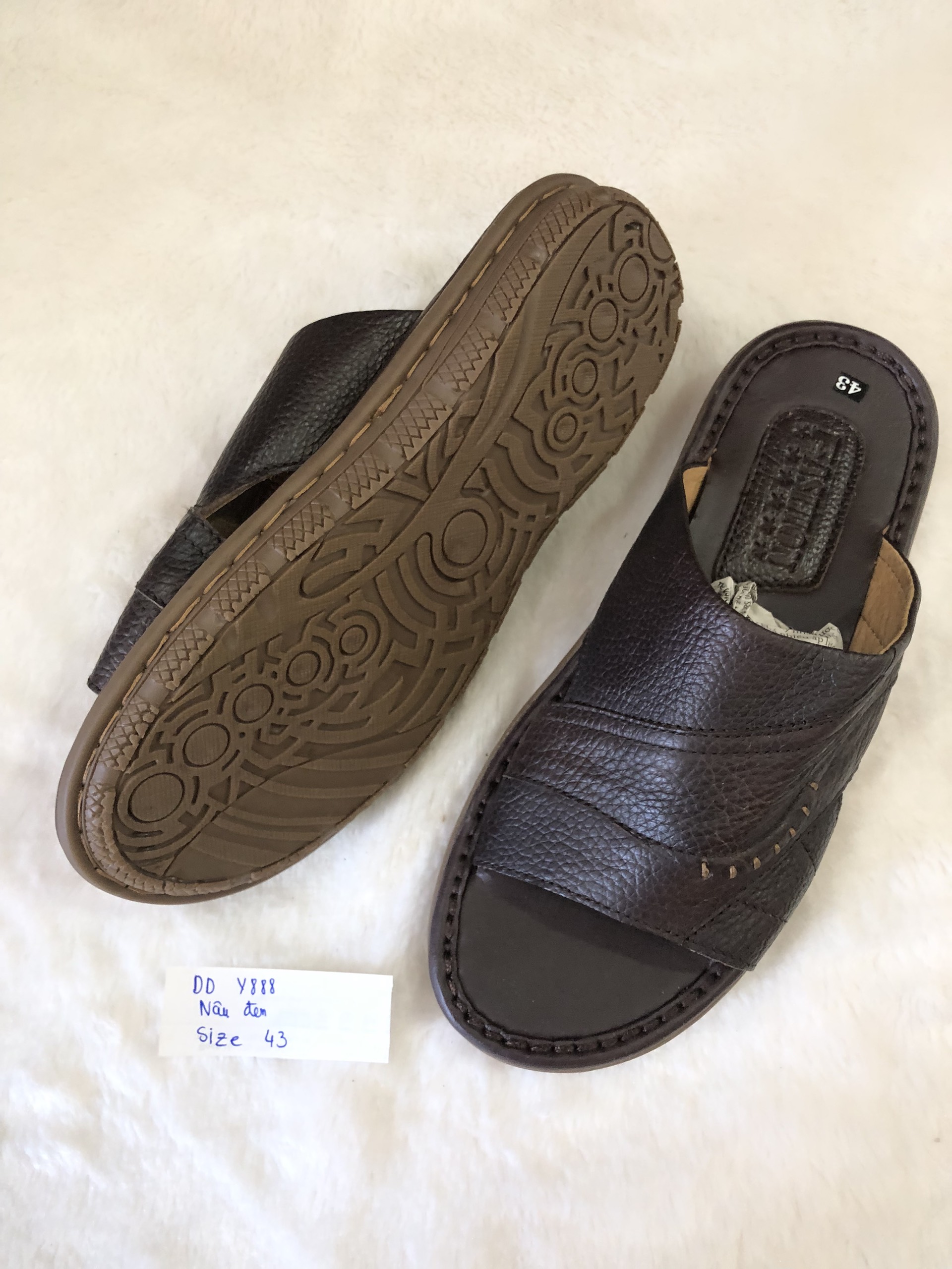 Dép da lẻ size 43 -dd y888/y760 -sale lỗ-hỗ trợ khâu