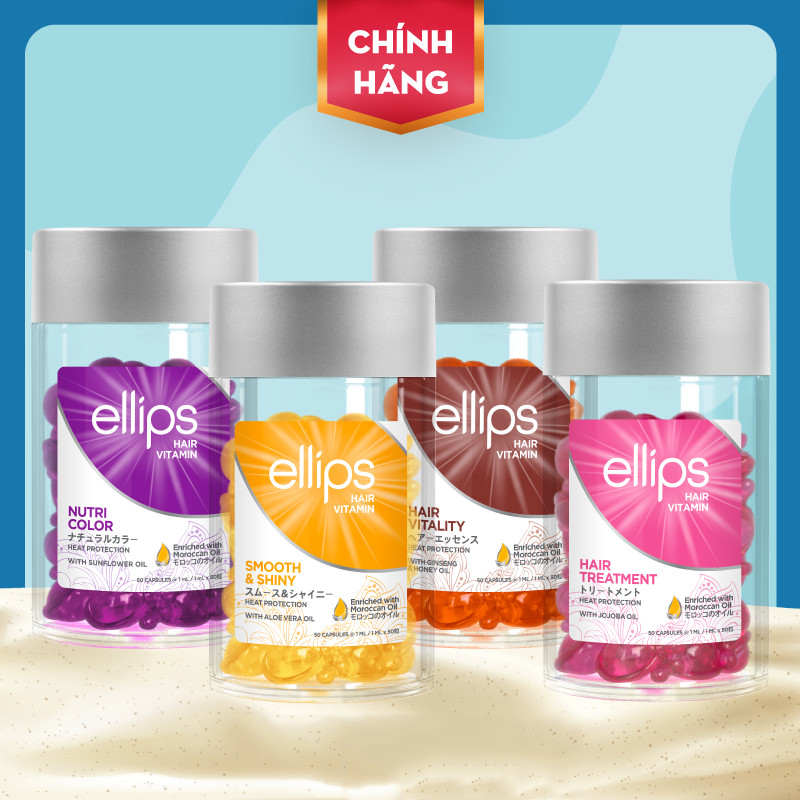 Viên dưỡng tóc Elips - Ellips Hair Vitamin Hộp 50 viên - Serum dưỡng tóc thành phần vitamin và tinh dầu tự nhiên giúp chăm sóc tóc chắc khỏe, óng mượt, phục hồi tóc hư tổn, giữ màu tóc nhuộm