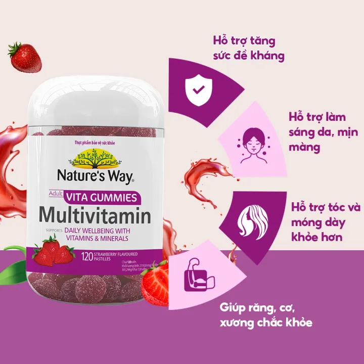 Kẹo Dẻo Multi-vitamin NATURE S WAY Tăng Cường Sức Khỏe Tổng hợp Hộp 120