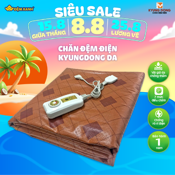 Chăn đệm điện đơn sưởi Kyungdong da cho giường Spa, Massage 90x180cm