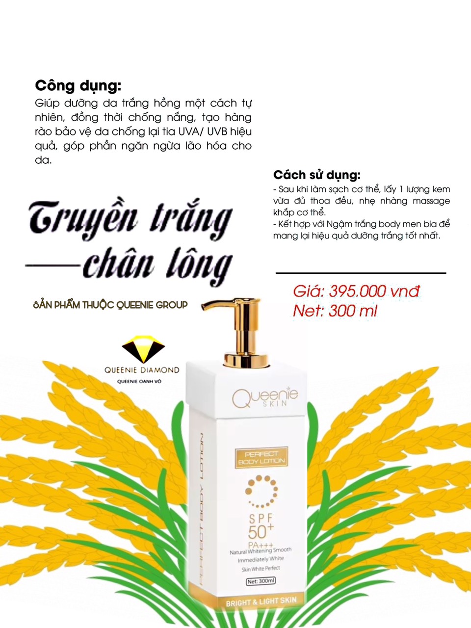 [HCM][Hàng Chính Hãng] Kem Dưỡng Da Truyền Trắng Chân Lông Queenie Skin