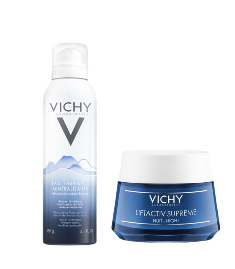 Combo Xịt khoáng dưỡng da Vichy Mineralizing Thermal Water 150ml Và Vichy Kem Dưỡng Chống Nhăn Săn Chắc Da Ban Đêm Liftactiv Ds Night Cream 50ml