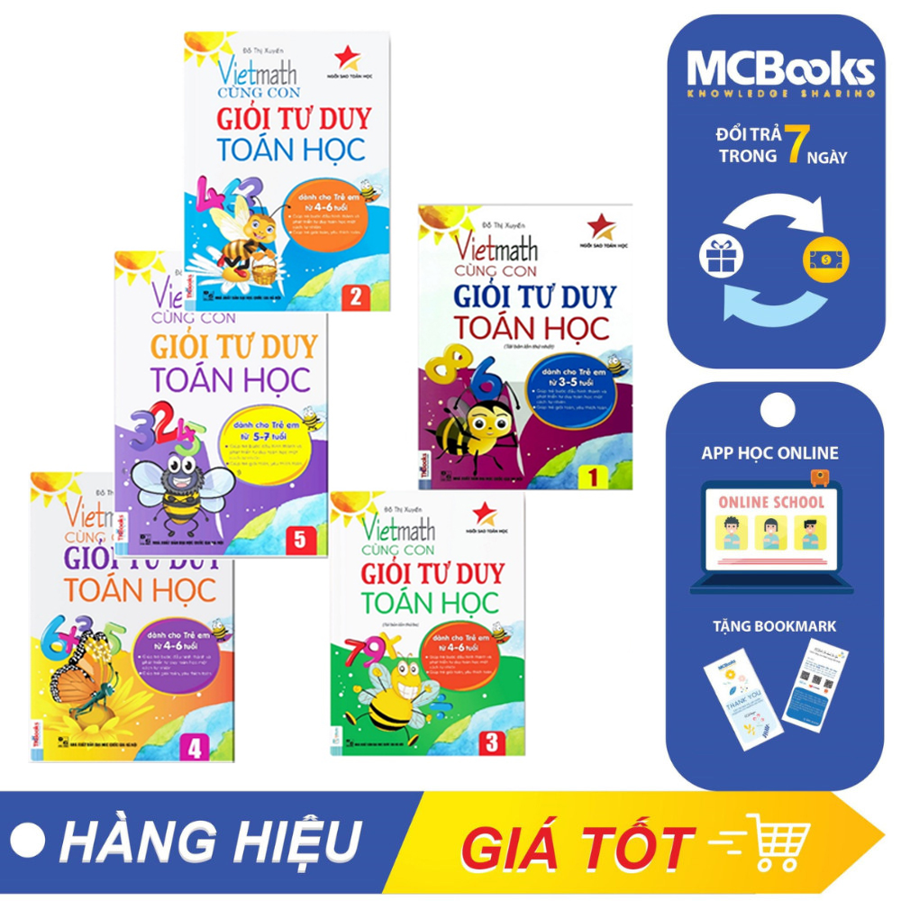 Sách - Combo Trọn bộ 5 tập Vietmath - Cùng Con Giỏi Tư Duy Toán Học - McBooks