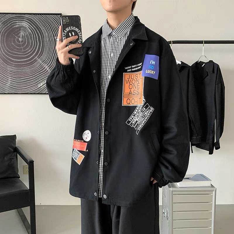 ÁO KHOÁC DÙ NAM CỔ SƠ MI PHỐI HÌNH PHONG CÁCH HÀN SIÊU CHẤT THO TAY
