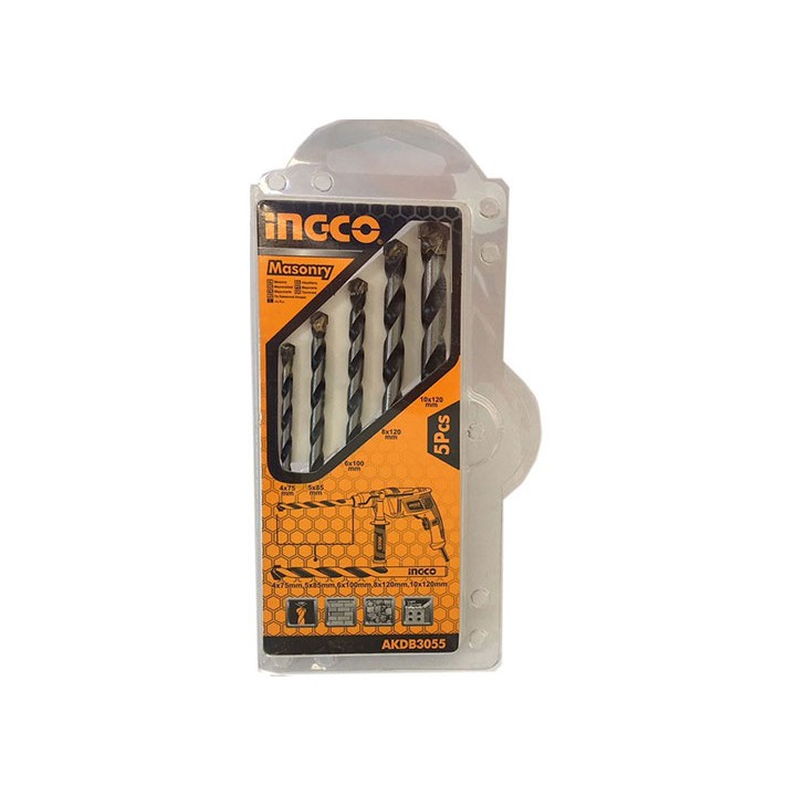 4-10mm bộ 5 mũi khoan bê tông đuôi trơn ingco akdb3055