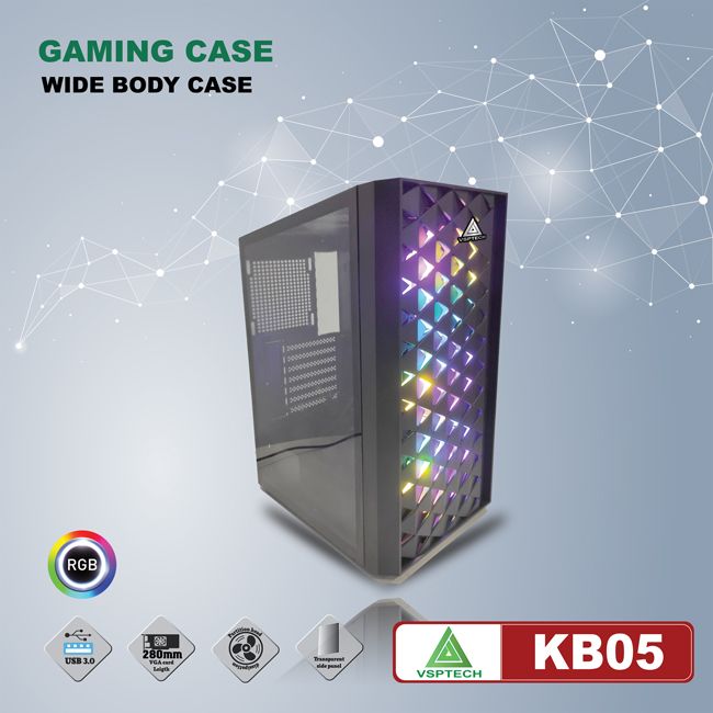 Thùng máy tính case vsp ca kb05 1 mặt kính cường lực