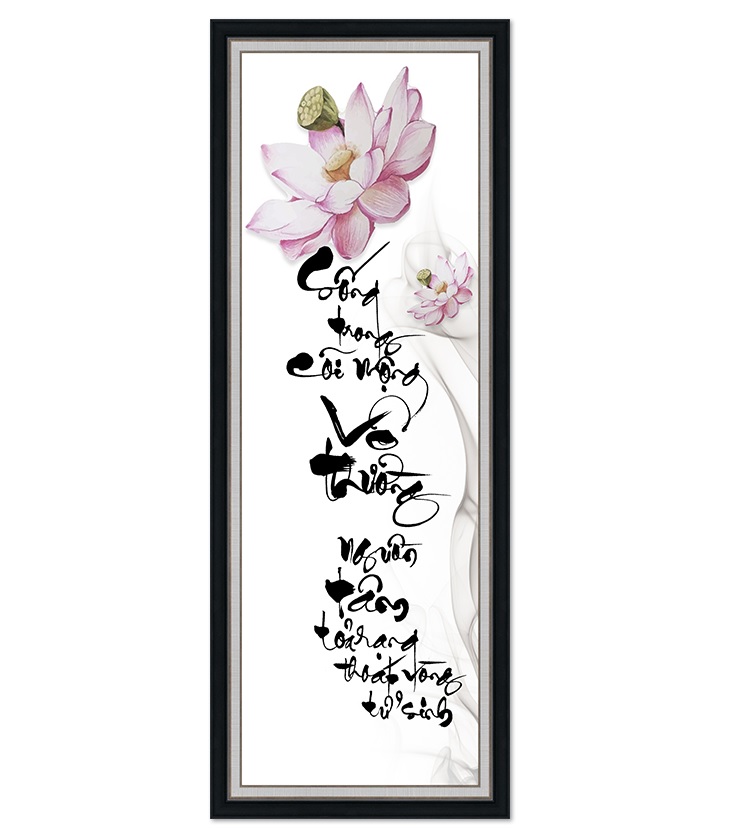Tranh dán tường khổ dọc VTC thư pháp Vô Thường và nhiều chữ khác UD0415K Kim sa chọn mẫu