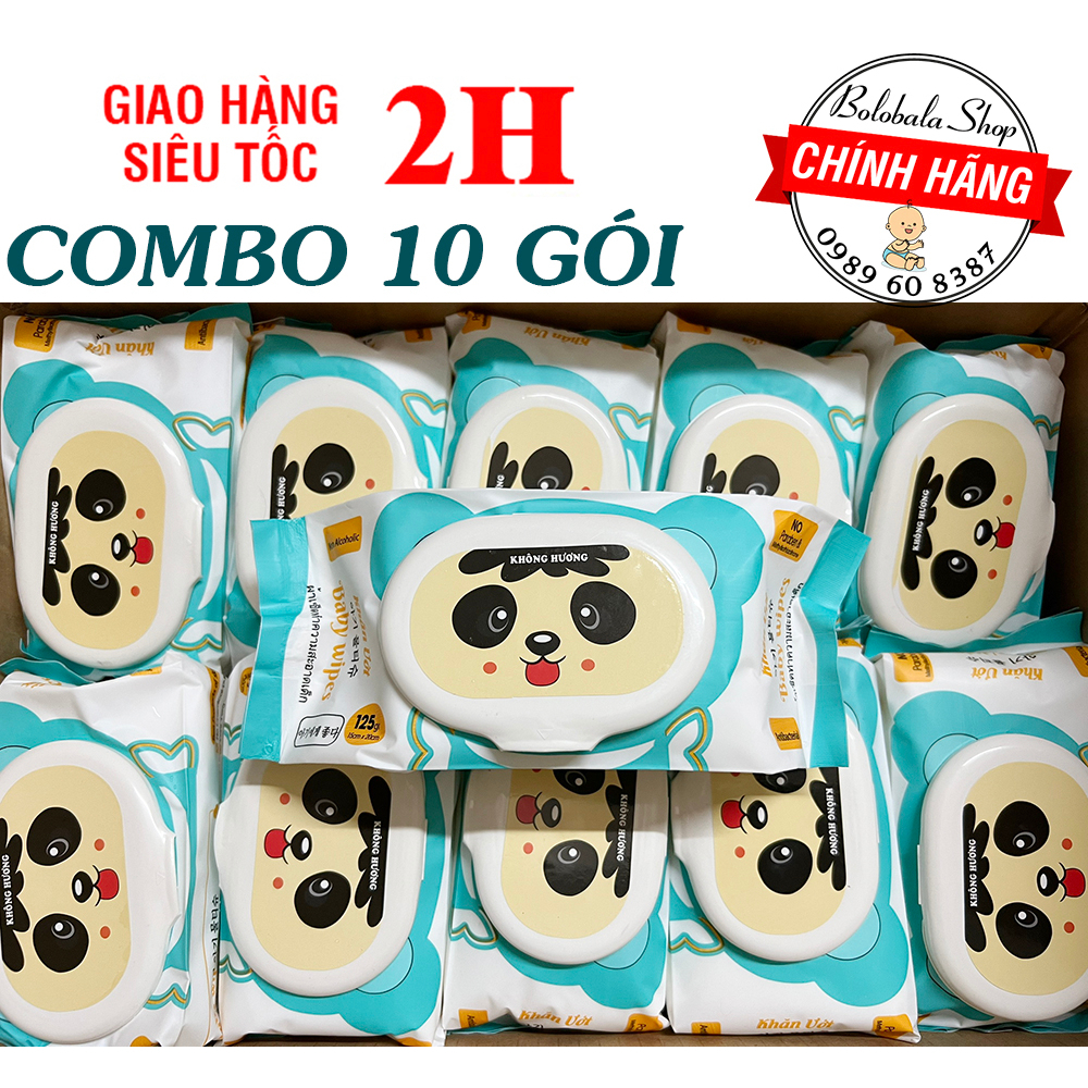 Combo 10 gói khăn ướt baby mẫu nắp gấu gói lớn 125gr