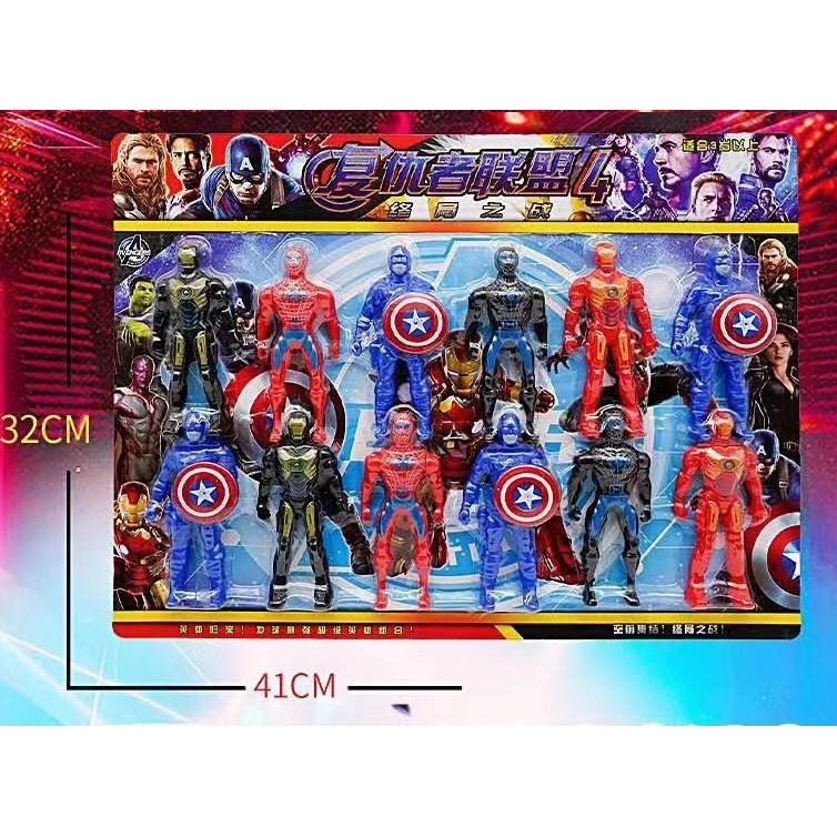 Vỉ đồ chơi 12 siêu anh hùng kèm xe , máy bay cho bé Vỉ 5 siêu nhân đèn chiếu RS