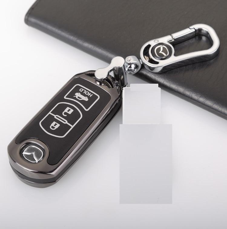 Combo Móc và bao chìa khóa 3 nút bấm dùng cho ô tô Mazda 2 Mazda 3 Mazda 6 CX5 CX9 - Màu Đen