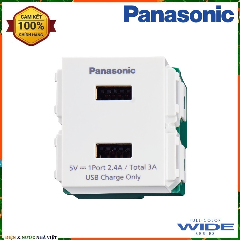 Ổ cắm usb điện áp ra 5v - 3a panasonic wide wef11821w input ac220v