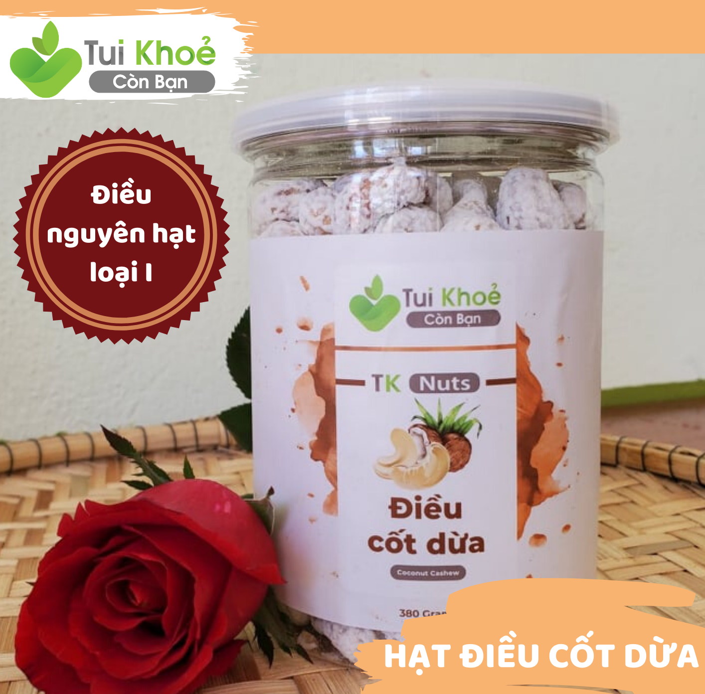 [Loại 1] Hạt Điều Cốt Dừa 350g Tốt Cho Sức Khỏe Ăn Vặt Thơm Ngon Ăn Chay Được Tui Khỏe Còn Bạn