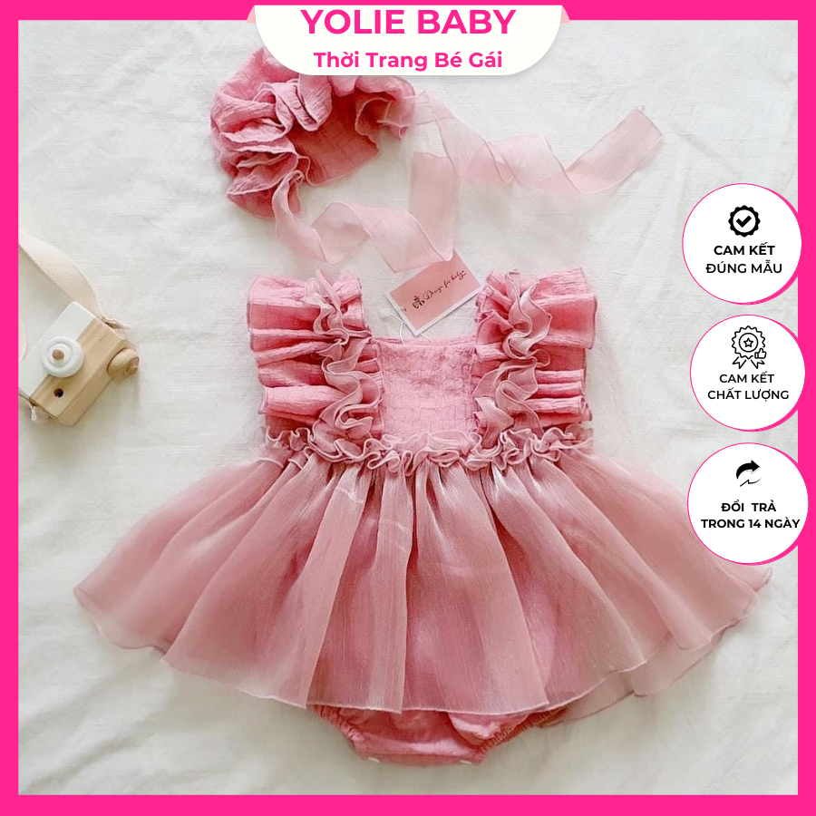 Body váy hồng tặng kèm mũ cho bé gái sơ sinh-12kg,quà tặng đầy tháng,sinh nhật cho bé-A441