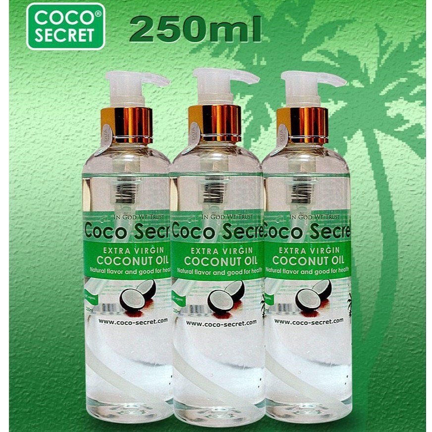 Dầu Dừa Coco Secret chai 250ml Dưỡng ẩm da , dưỡng mi dài, dùng trong thực phẩm... 100% thiên nhiên