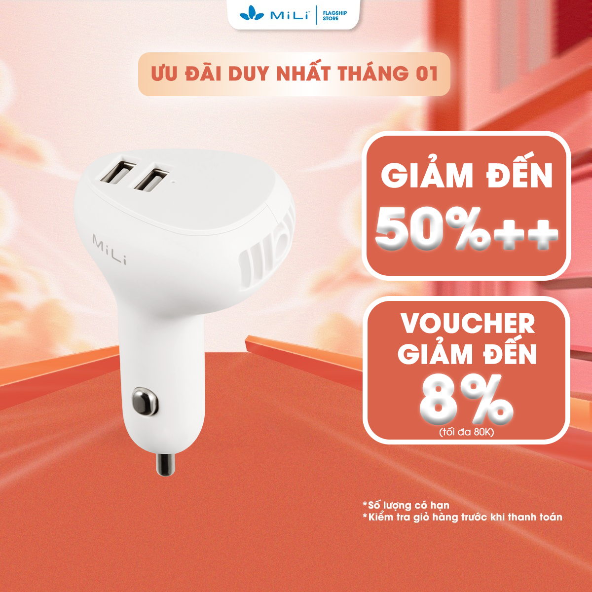 Bộ sạc ô tô Smart Air MiLi công suất 12W - HC-C39WE