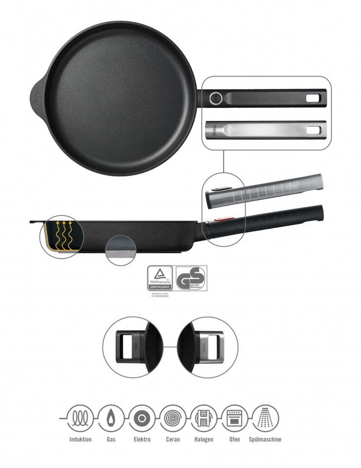 Chảo gang chống dính Woll Diamond xr logic 28cm