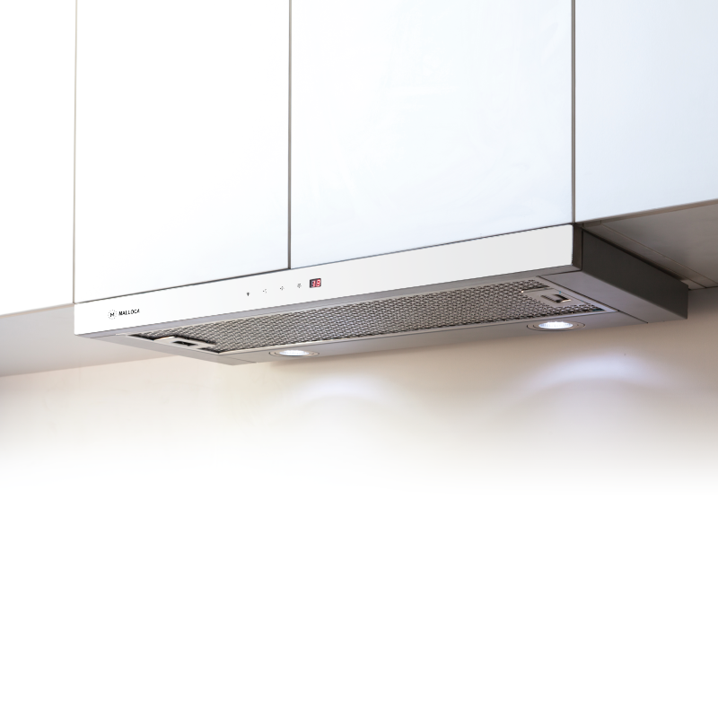 Máy hút mùi âm tủ Malloca H205.7-G, 700mm, Inox, kính đen