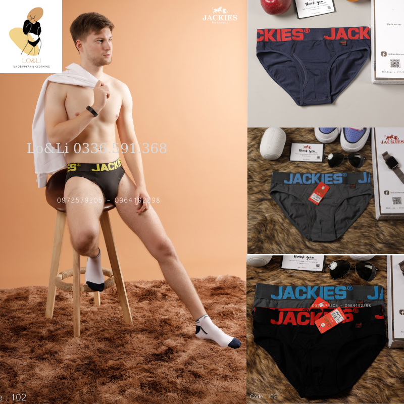 Quần lót nam JACKIES 102 chứ lớn chất vải cotton co dãn 4 chiều, kháng khuẩn cao, chống xù - Hàng thương hiệu JACKIES