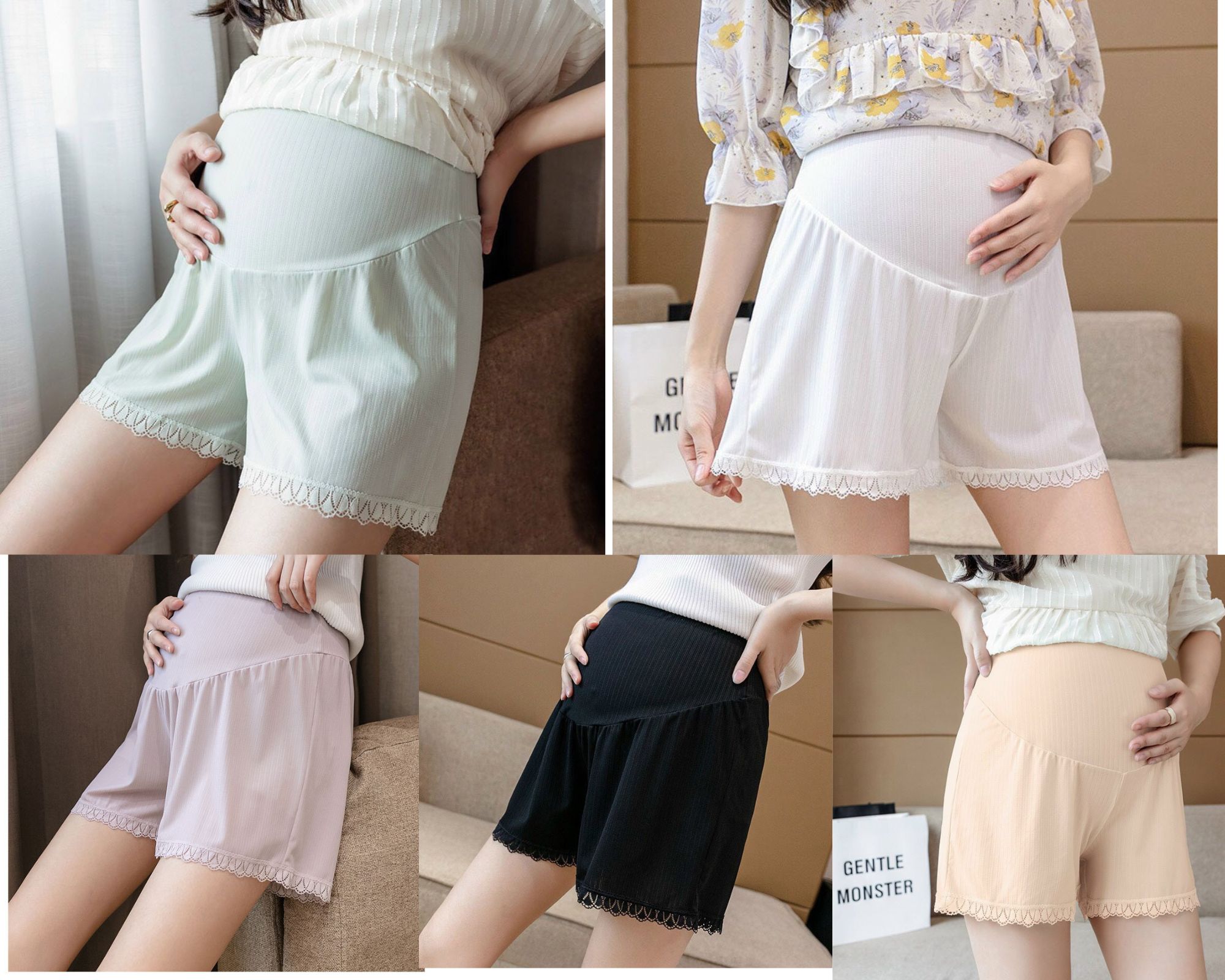 Quần đùi bầu đỡ bụng, mặc nhà, mặc ngủ, mặc trong váy, chất lụa thông hơi mềm mịn, đàn hồi
