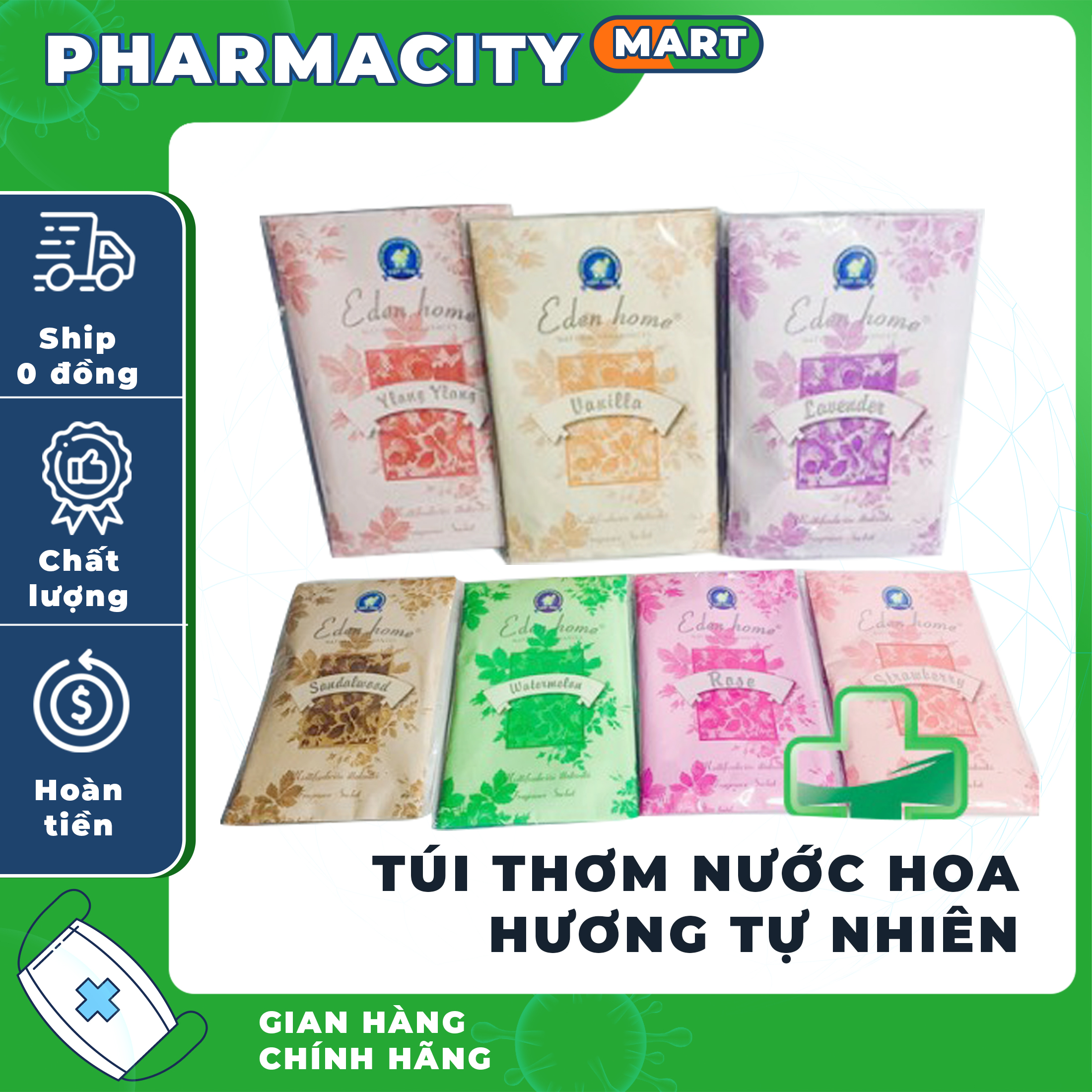 Túi Thơm hương tự nhiên treo tủ quần áo , phòng ngủ Eden Home