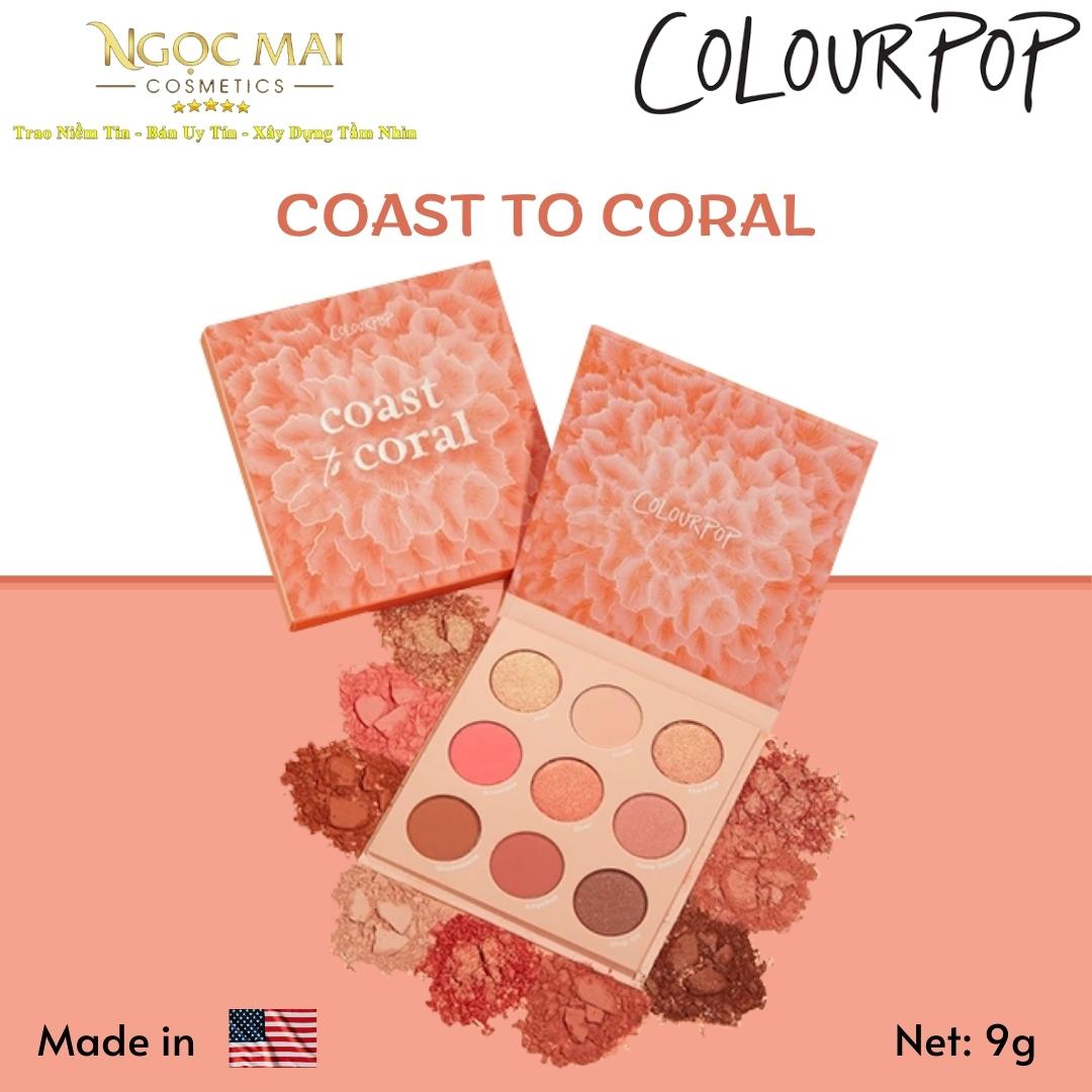 Bảng Phấn Mắt 9 ô Colourpop Coast To Coral Pressed Power Palette 9g Chính Hãng