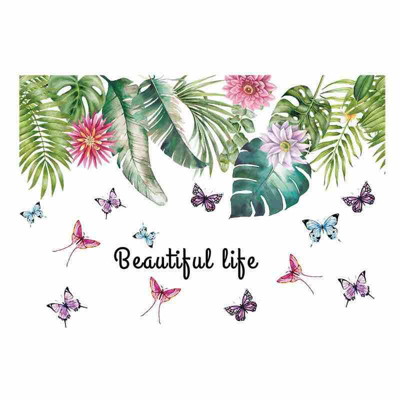 Decal tranh dán tường lá cây xanh bản to