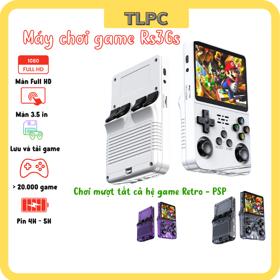 Máy Chơi Game Cầm Tay Mini RS36s Giá Rẻ Cấu Hình Mạnh Chơi Nhiều Hệ Game Từ PSP PS1 Nes Snes Gbc Gba Gb bảo hành 12T