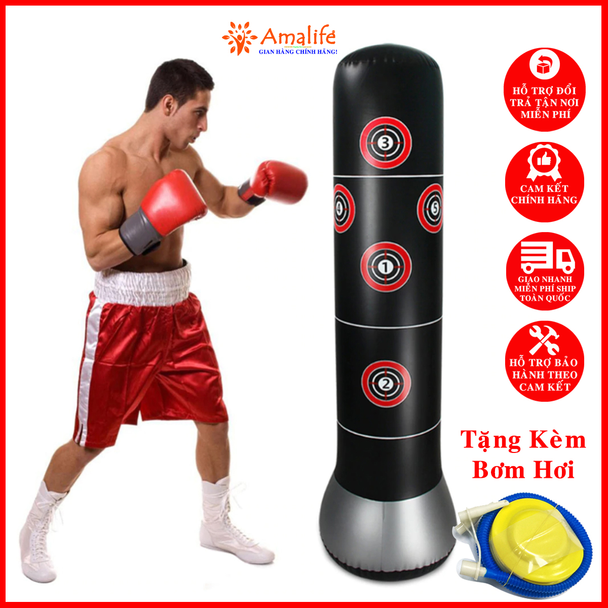 Vỏ Trụ Đấm Bốc Tự Cân Bằng Cao Cấp – Kèm Bộ Bơm Hơi – Chính Hãng Amalife – Trụ Đấm Bốc Tự Cân Bằng